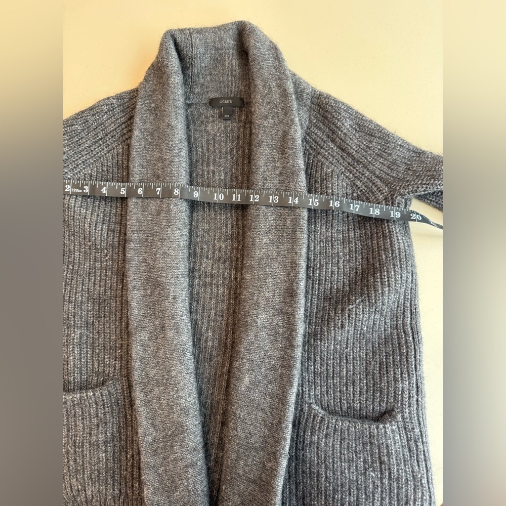 JCrew Wool Alpaca Blend Cozy Gray Open-Front Cardigan - Picture 6 of 7